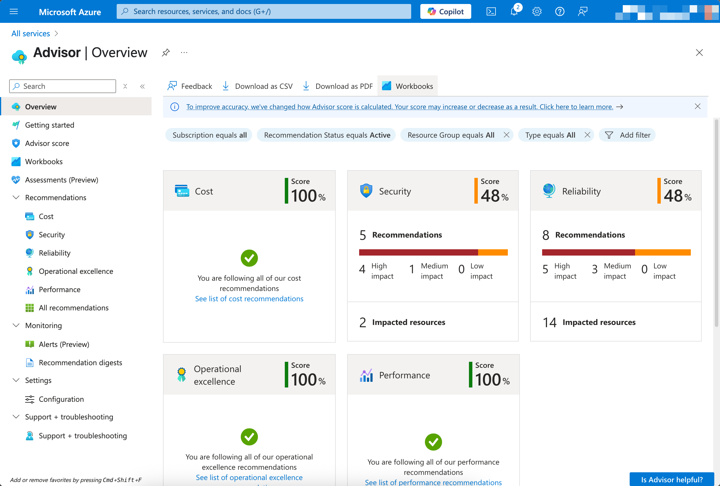 Screenshot of the Advisor Overview page.