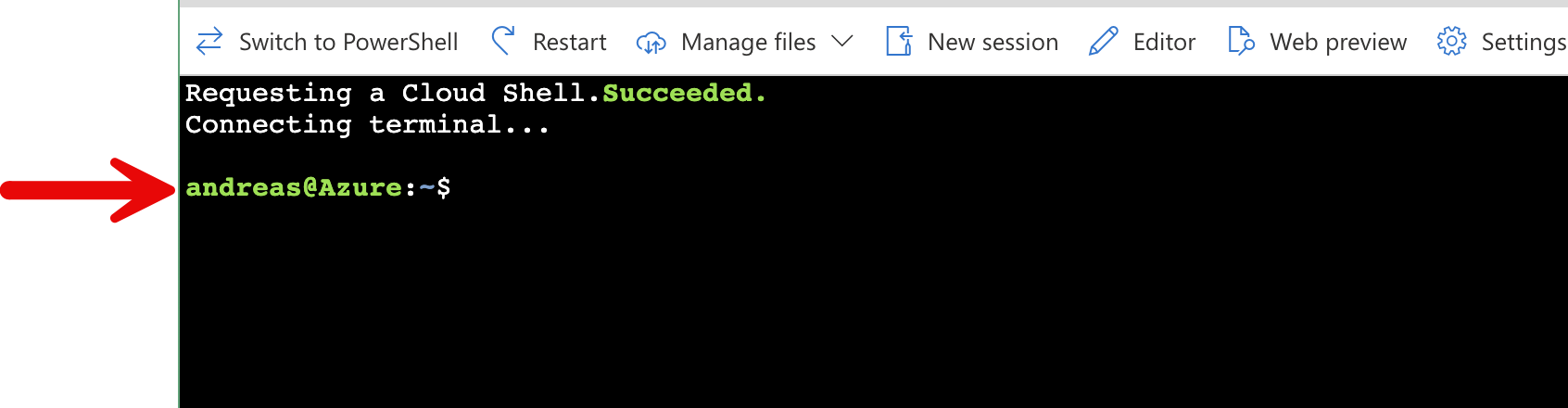 Screenshot of Azure Portal Azure Cloud Shell Storage.
