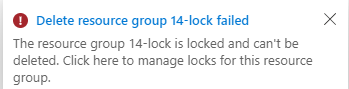 Screenshot of the delete locks failed.